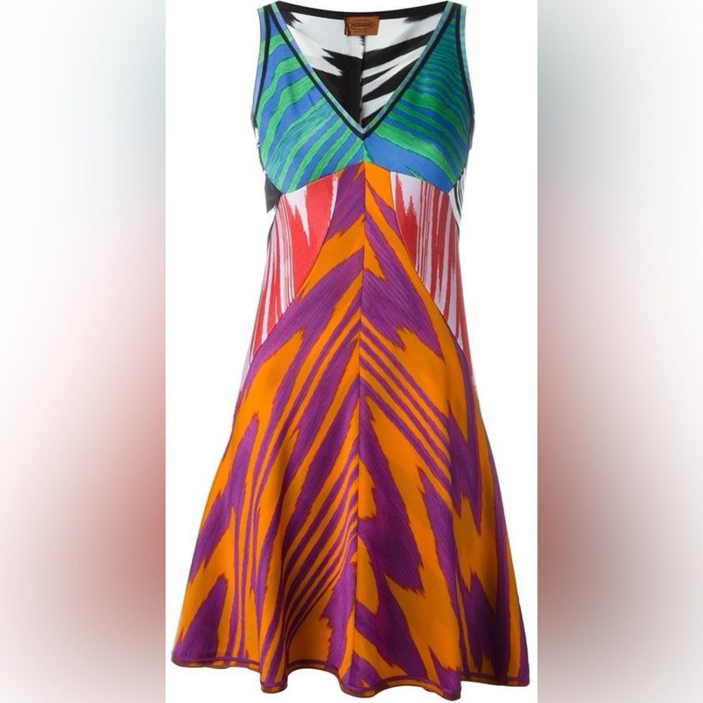 Missoni Zig Zag Pattern Viscose Patchwork V Neck … - image 2